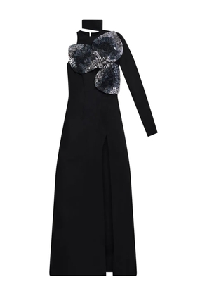 AREA embroidered erystal gown - Black