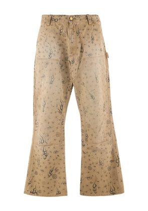 SAINT MXXXXXX graphic-print trousers - Neutrals