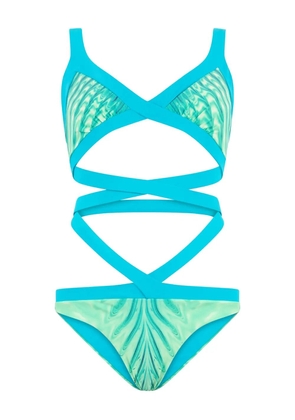 Roberto Cavalli Optical Glass-print swimsuit - Green