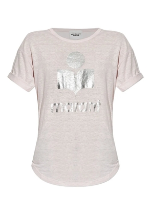 MARANT ÉTOILE logo-print linen top - Pink