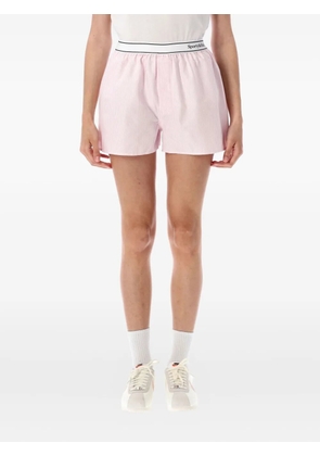 Sporty & Rich Serif Logo Oxford Boxer stripe-pattern shorts - Pink