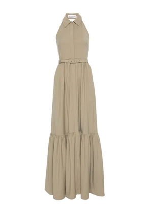 Self-Portrait belted halterneck dress - Neutrals