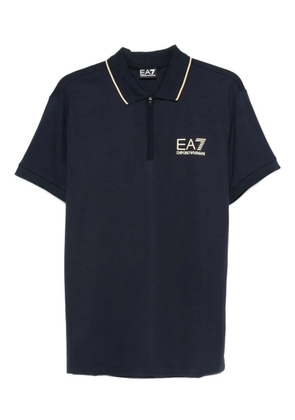 Ea7 Emporio Armani zip detail polo shirt - Blue