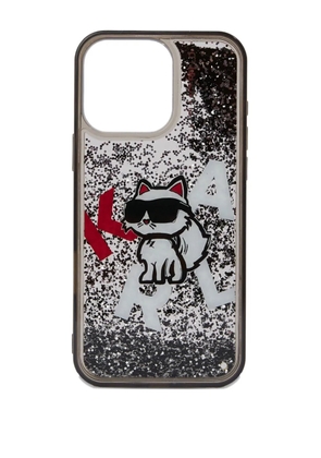 Karl Lagerfeld Choupette glitter iPhone 16 pro max case - Black