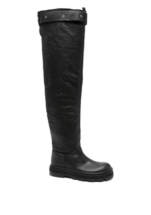 Patrizia Pepe leather over-the-knee buckle boots - Black