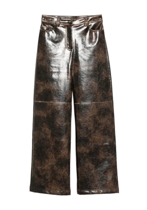 Patrizia Pepe coated-fabric printed trousers - Brown