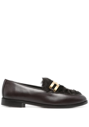 Aquazzura shearling-trim loafers - Brown