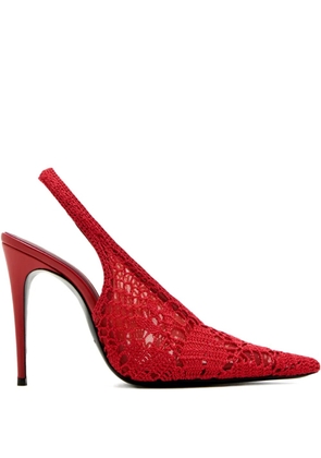 Magda Butrym 105mm crochet-knit slingback pumps - Red