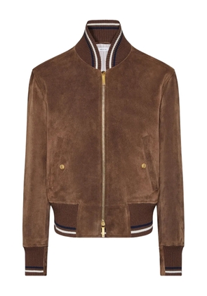 Thom Browne suede knit-detail bomber jacket
