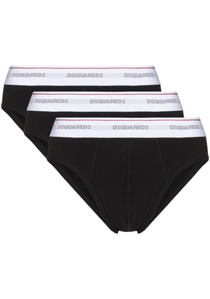 DSQUARED2 logo-waistband pack of three briefs - Black