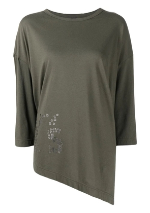 Y's graphic-print asymmetric T-shirt - Green