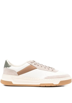 BOSS panelled leather sneakers - White