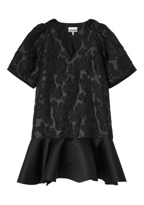 GANNI ruffled mini dress - Black