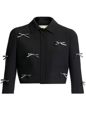 Elie Saab bow-embellished cropped jacket - Black