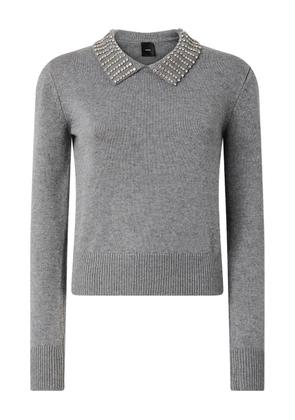 PINKO embellished-collar jumper - Grey