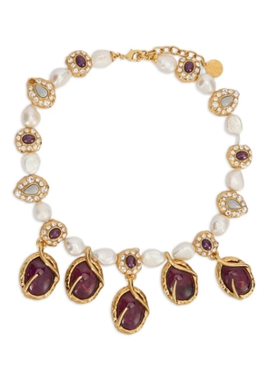 Roberto Cavalli gemstone-embellished pearl necklace - Neutrals