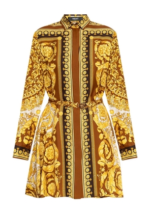 Versace silk belted mini shirt dress - Yellow
