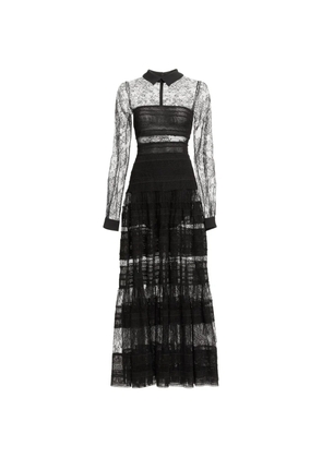Elie Saab lace-detail midi dress - Black