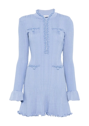 Self-Portrait pearl trim knit mini dress - Blue