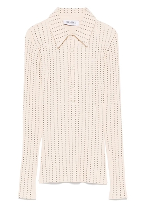 The Attico rhinestone-embellished polo shirt - Neutrals