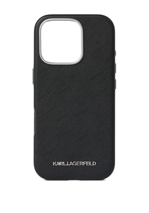 Karl Lagerfeld logo-plaque iPhone 16 pro max case - Black