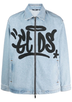 GCDS graffiti-print cotton denim jacket - Blue