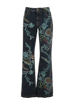 ETRO floral print straigh-leg jeans - Blue