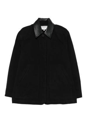 Studio Nicholson leather-collar patch-pocket coat - Blue