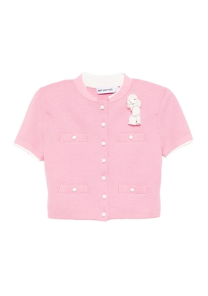 Self-Portrait crochet-flower knitted top - Pink