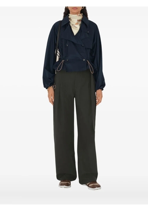 Burberry satin hooded trench jacket - Blue