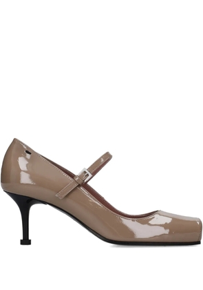 Premiata 65mm strap-detailed square-toe heeled pumps - Brown