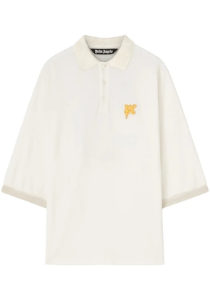Palm Angels logo-print cotton polo shirt - White
