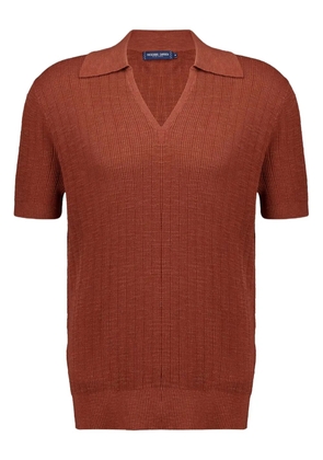 Frescobol Carioca Joaquim ribbed V-neck T-shirt - Brown