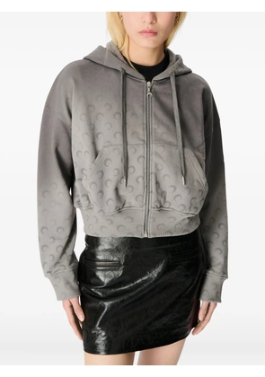Marine Serre moon-pattern zip-up hoodie - Grey