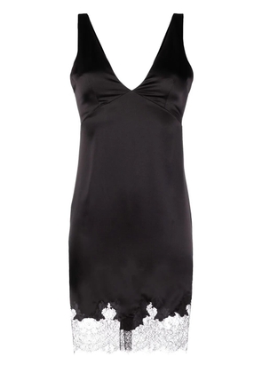 Saint Laurent lace-trim satin minidress - Black