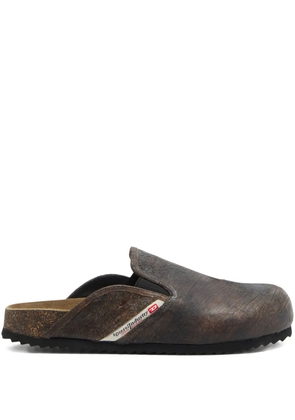 Diesel slip-on leather slippers - Brown