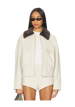 MADISON THE LABEL x REVOLVE Chappell Jacket With Faux Fur Collar in Cream. Size S. Also in XS, M, L, XL/1X.