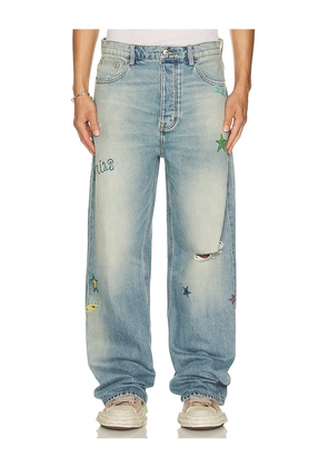 Nahmias Bandaid Baggy Jeans in Blue. Size 32. Also in 38.