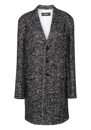 DSQUARED2 herringbone wool blend coat - Black