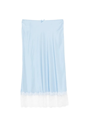 Moschino lace-trim midi skirt - Blue