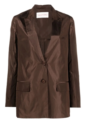 Valentino Garavani crinkled-effect single-breasted silk blazer - Brown