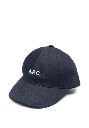 A.P.C. logo-embroidered denim cap - Blue
