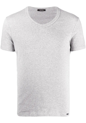 TOM FORD logo patch V-neck T-shirt - Grey