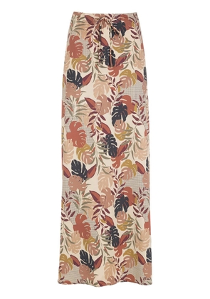 Amir Slama palm leaf print maxi skirt - Neutrals