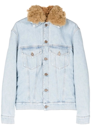 ERL fur-collared denim jacket - Blue