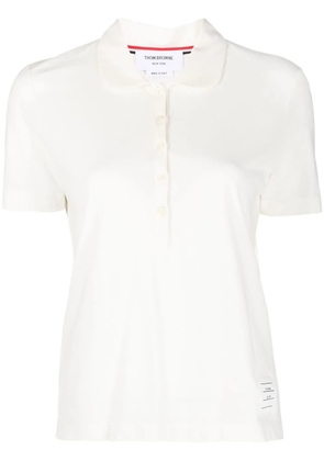 Thom Browne logo-patch detail polo top - White
