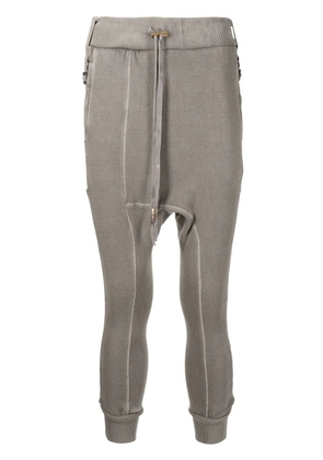 Boris Bidjan Saberi cropped drop-crotch track pants - Brown