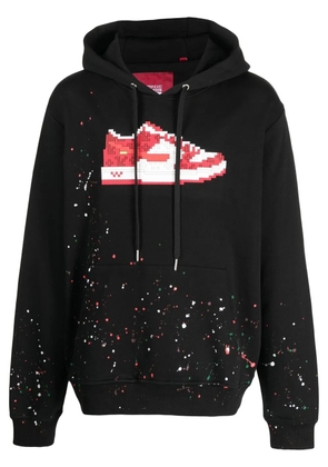 Mostly Heard Rarely Seen 8-Bit graphic-print paint-splattered hoodie - Black