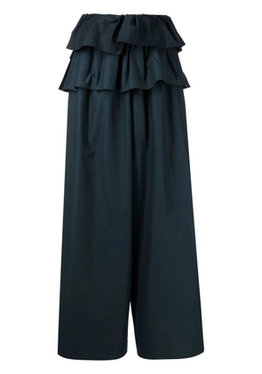 Goen.J layered ruffled wide-leg trousers - Blue