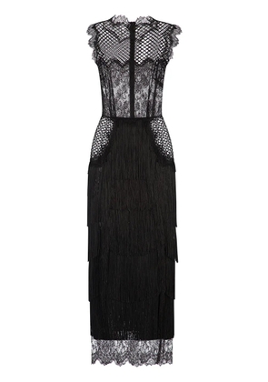 Dolce & Gabbana fringe-detail lace sheath dress - Black